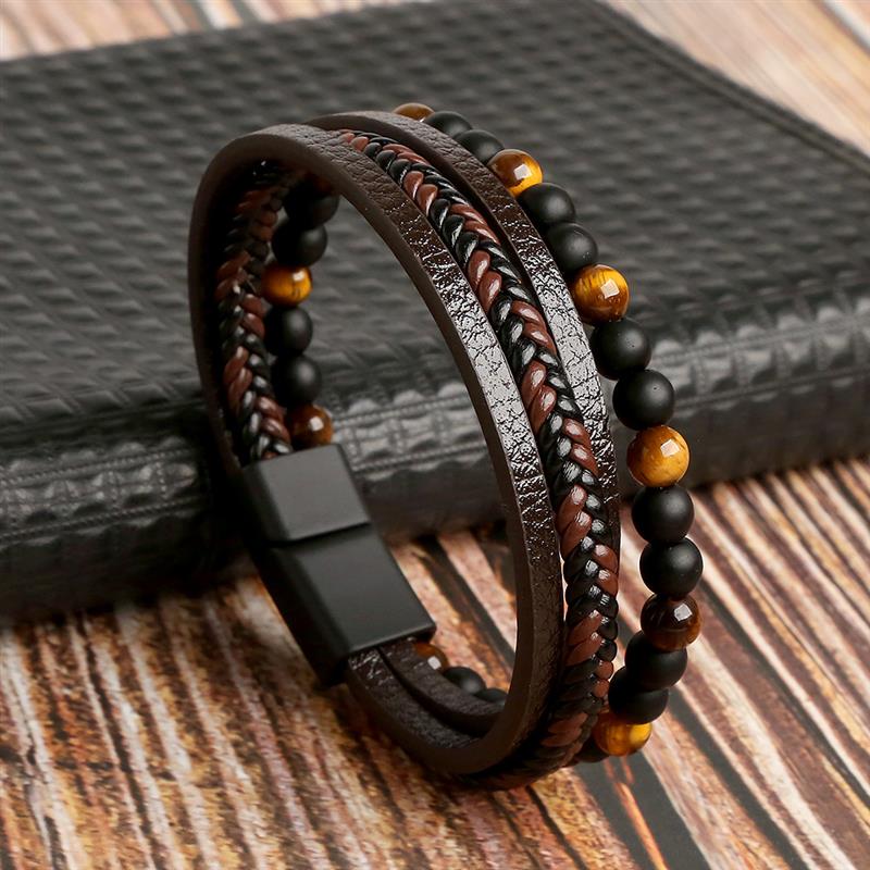 Multi Layer Leather Beaded Bracelet