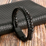 Double Layer Leather Beaded Bracelet Stack | Panthera Lux