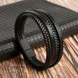 Four Layer Leather Bands Bracelet Stack | Panthera Lux