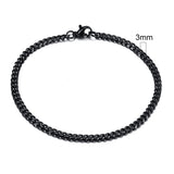 Black chain bracelet on a white background with a measurement label indicating 3mm width.