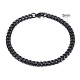 Black chain bracelet on a white background with a measurement label indicating 5mm width.