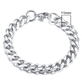 Silver chain bracelet with a measurement label on a white background
