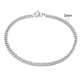 Silver chain bracelet with a measurement label on a white background