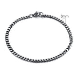 Silver chain bracelet with a 3mm width measurement on a white background