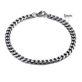 Silver chain bracelet on a white background with a measurement label indicating 5mm width.