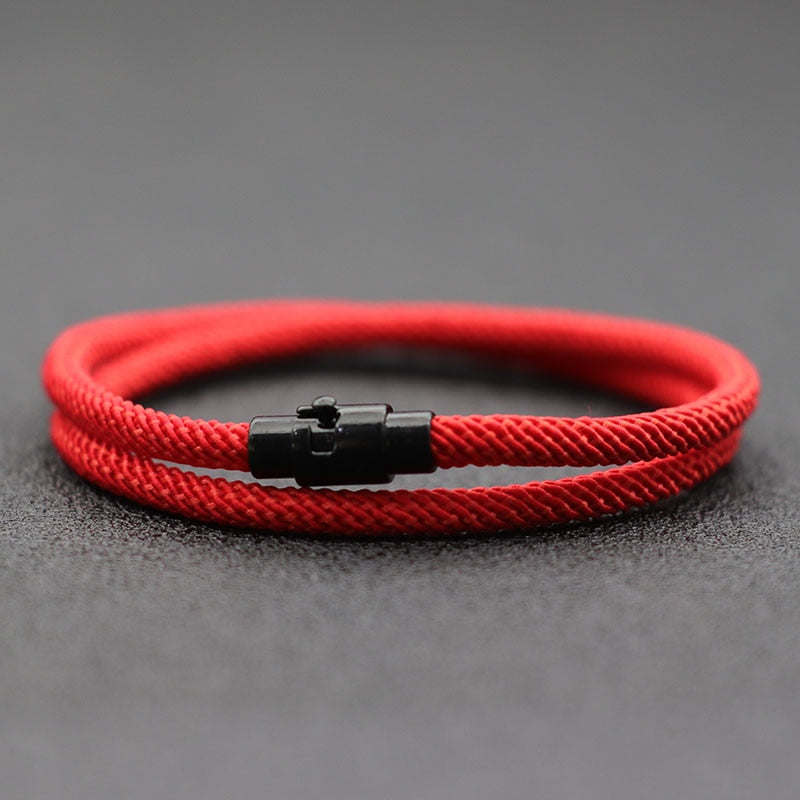 Double Layer Magnetic Rope Bracelet, Red / Standard 20.5cm