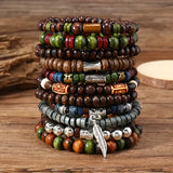 Terra Wood Bracelet Stack – 10-Piece Men's Bracelet Set