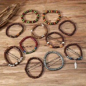 Terra Wood Bracelet Stack – 10-Piece Men's Bracelet Set