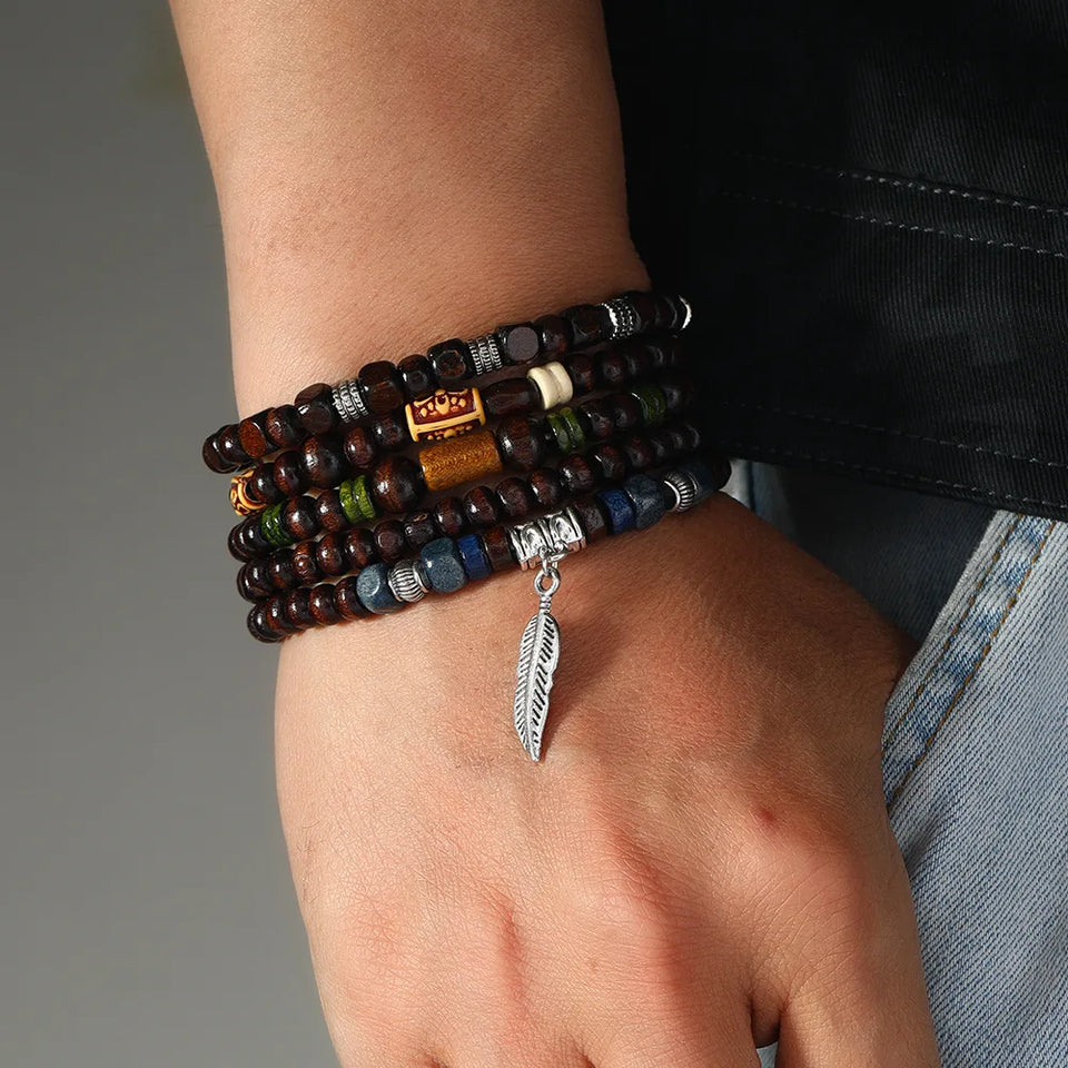 Terra Wood Bracelet Stack – 10-Piece Men's Bracelet Set