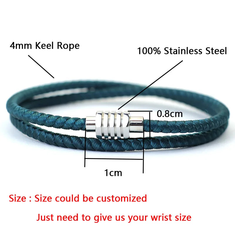 New Men Keel Rope Bracelet Stainless Steel Magentic Clasp Matching Stackable Macrame Braslet Gift For Him Pulseira Hombre Joias | Panthera Lux