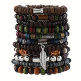 Terra Wood Bracelet Stack – 10-Piece Men's Bracelet Set