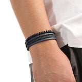 Double Layer Leather Beaded Bracelet Stack - Panthera Lux