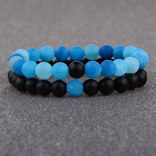 Buy The Bling Stores Blue Stone Long Distance Stone Beads Couple Bracelet  For Men And Women Online at Best Prices in India - JioMart.