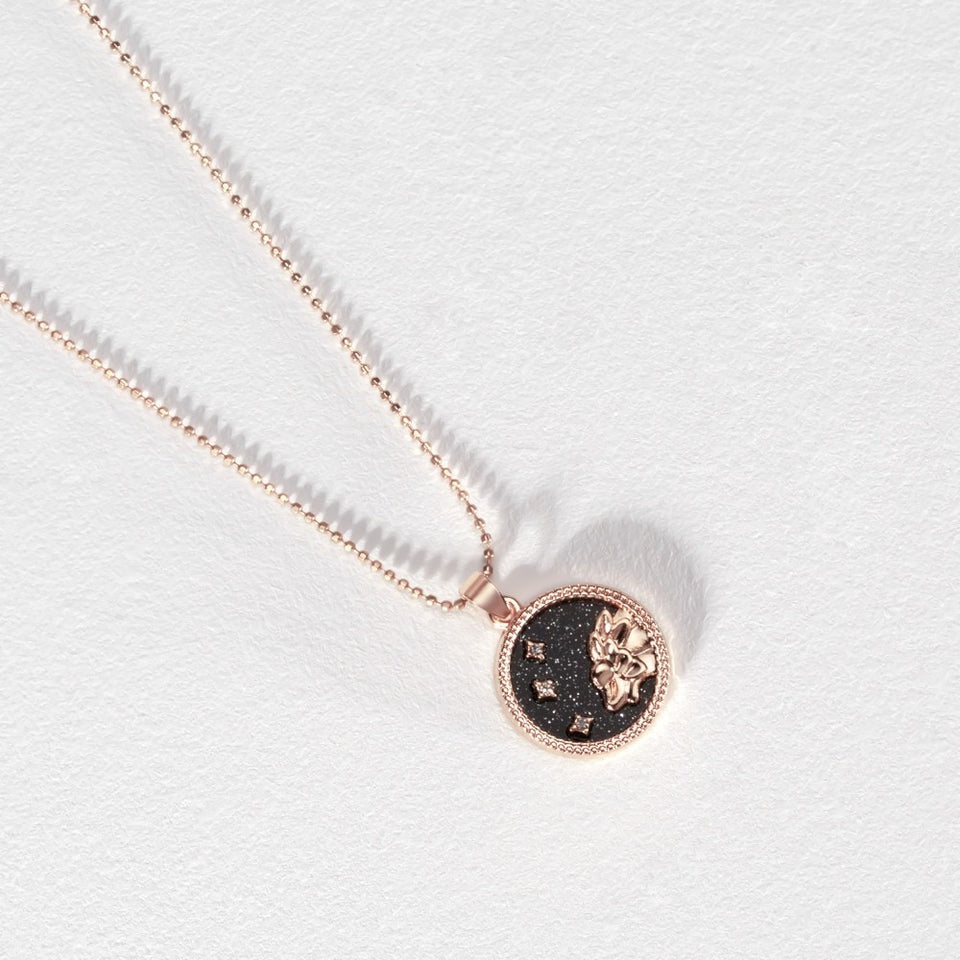 12 Zodiac Constellations Necklace Geometric Round Pendant Rose Gold Chain Necklace Unisex Friendship Jewelry - Panthera Lux