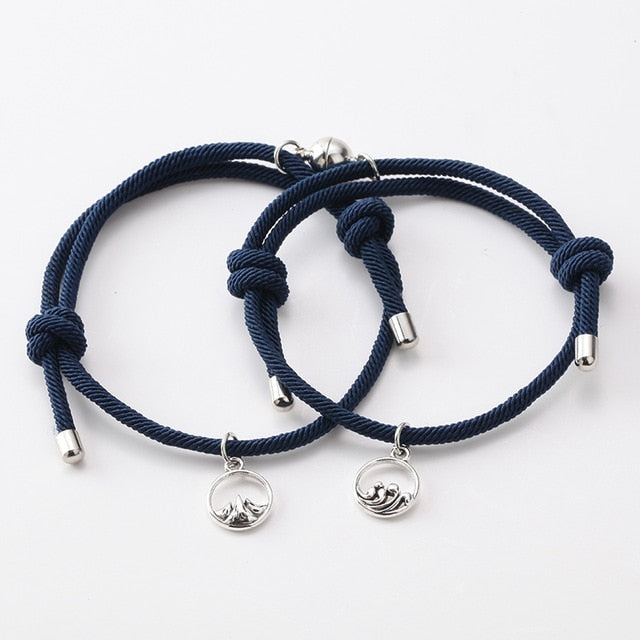 Digital Love” Stainless Steel Magnetic Couples Bracelet