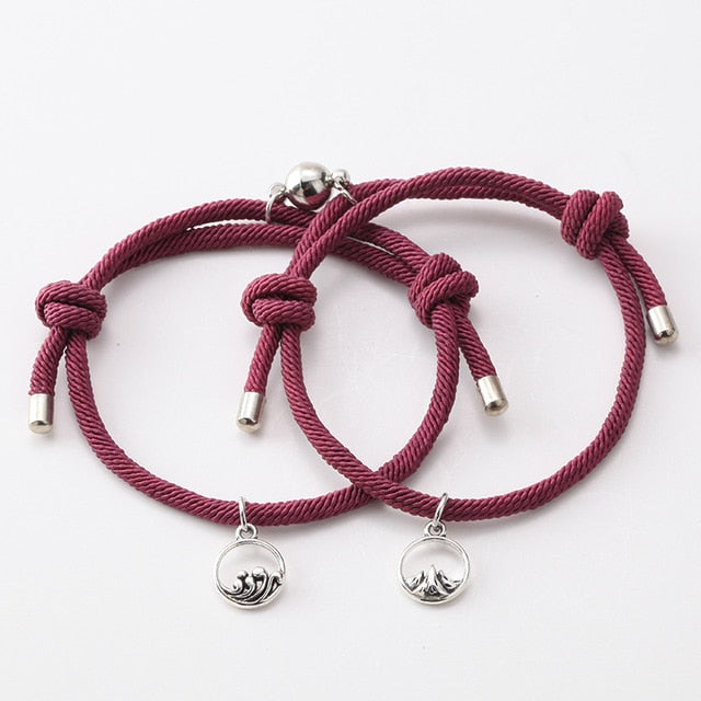 Attract couples bracelets best friend bracelet men bracelet red black rope weaving magnet attract long-distance love jewelry - Panthera Lux