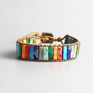 7 Chakra Jasper Leather Bracelet | Panthera Lux